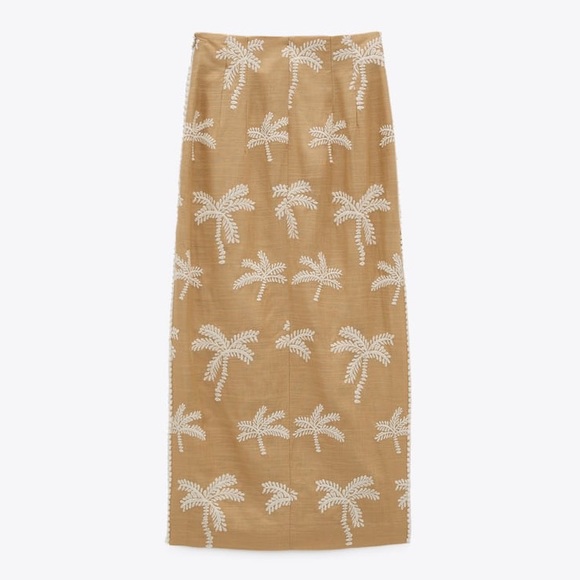 ZARA PALM TREE PRINTED MIDI SKIRT - Picture 5 of 7